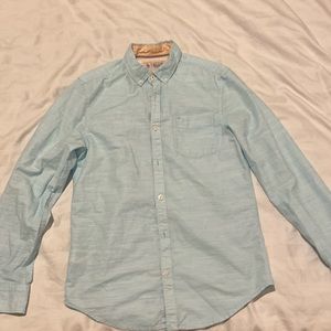 Penguin bottom down shirt blue white stripes